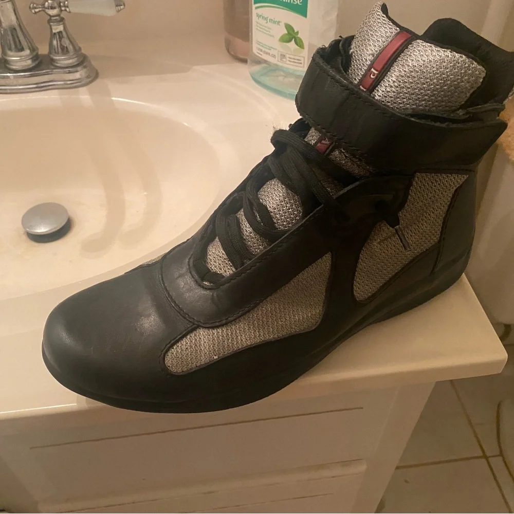 Prada high top sneakers/Boots.Black and Grey Size 11 - Picture 14 of 16
